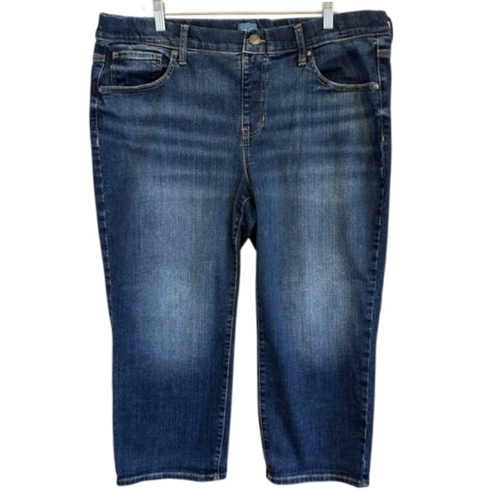 JAG Women's Pull On Denim Blue Jeans Maya‎ Capri Stretch 20W Crop